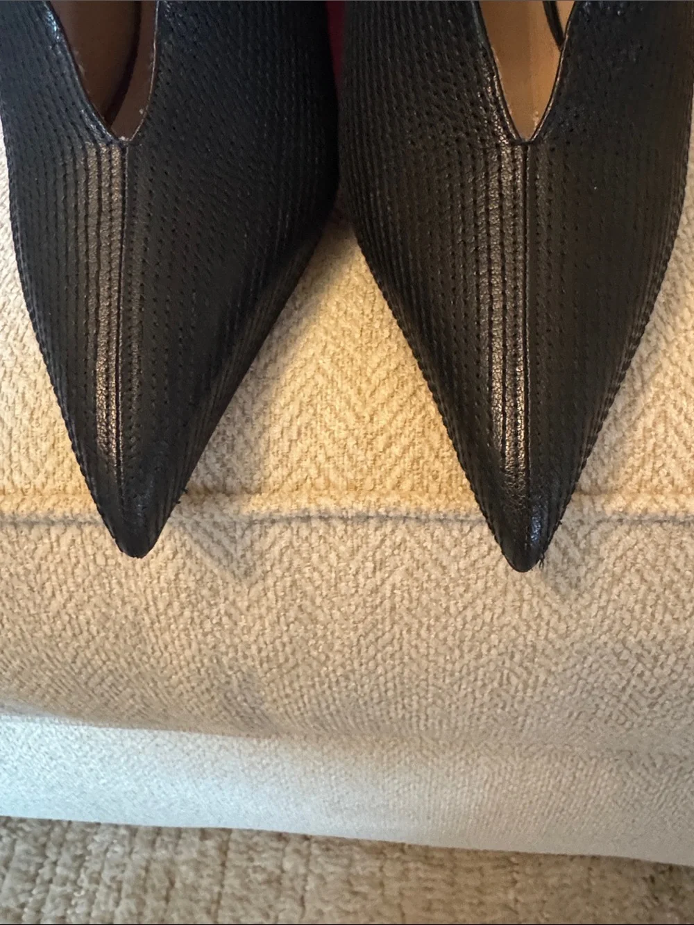 Valentino Black Ribbed Pointed Toe Heels